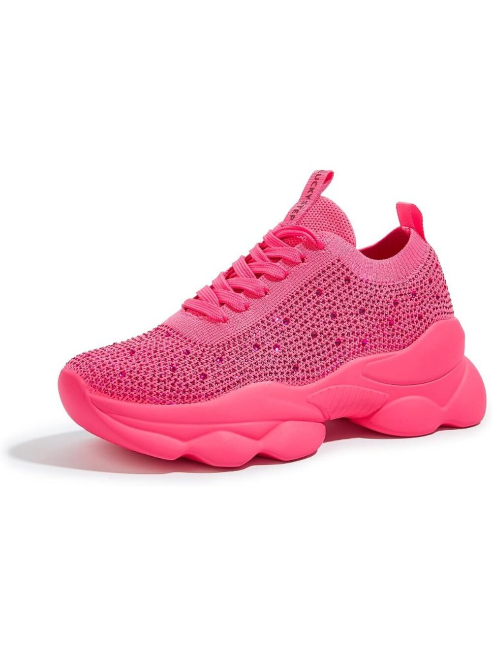 Women's Pink Mesh Rhinestone Chunky Sparkly Bling Glitter Walking Sneakers Shoe